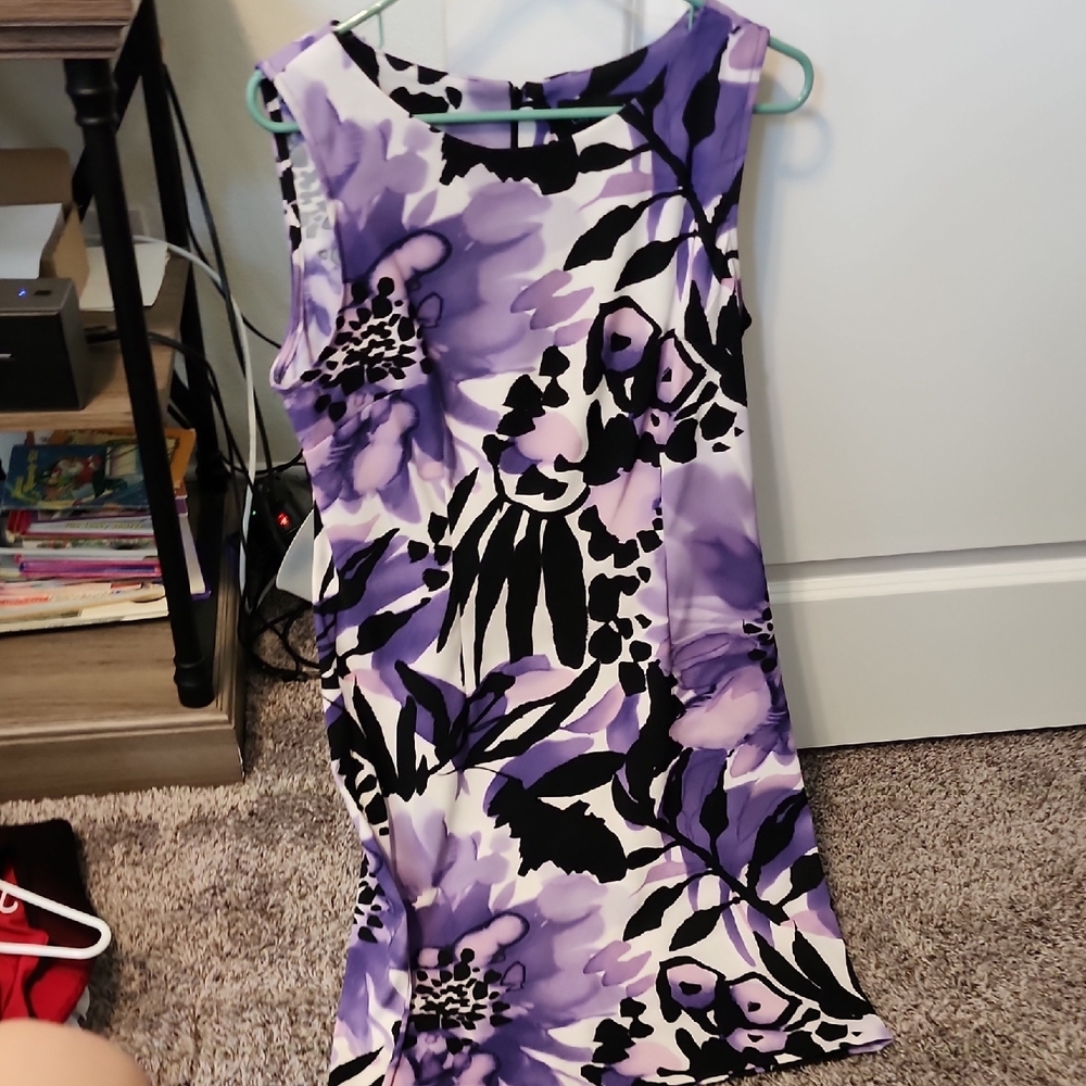 Floral Purple and Black Women's Dress
